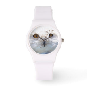 Cute Snowy Owl Eyes Wildlife Foto Horloge