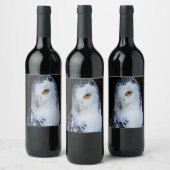 Cute Snowy Owl Wijn Etiket (Flessen)