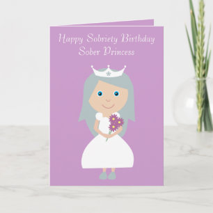 Cute Sober Princess Lilac Sobriety Carte d'anniver