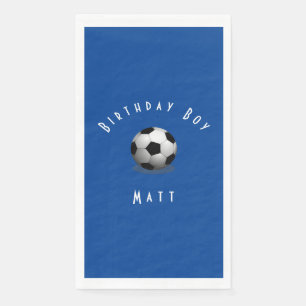 Cute Soccer Birthday Boy Blue and White Servet