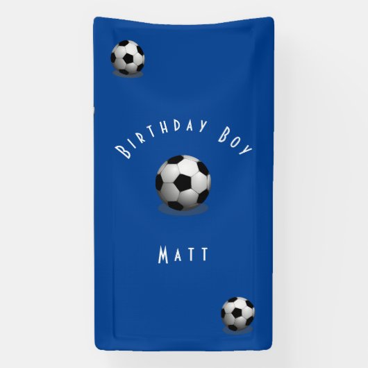 Cute Soccer Birthday Boy Blue and White Spandoek (Verticaal)