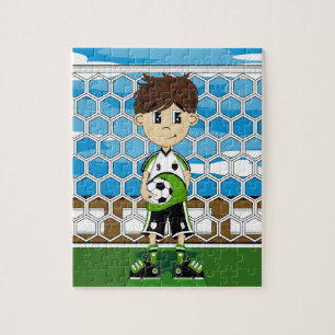 Cute Soccer Boy Jigzaag Puzzle Legpuzzel