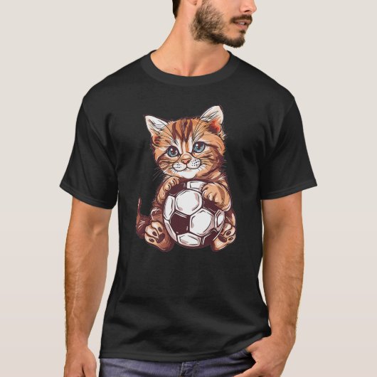 Cute Soccer Cat T-shirt (Voorkant)