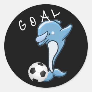 Cute Soccer Dabbing Dolphin Soccer Ronde Sticker