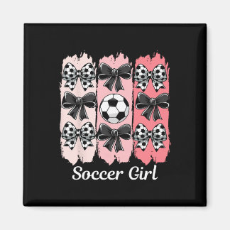 Cute Soccer Girl Coquette Bow Soccer Girl Soccer B Magneet