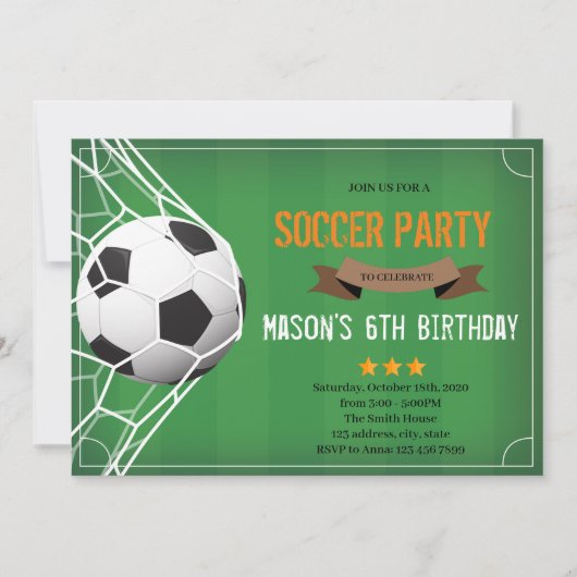 Cute soccer party Invitation Kaart (Voorkant)