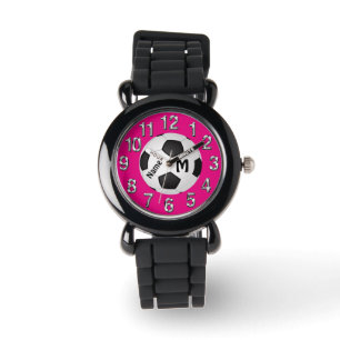 Cute Soccer Watts for Girls Your Colors and Text Horloge