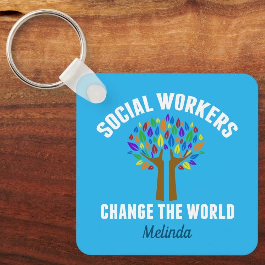 Cute Social Work Inspirerend Quote Monogram Sleutelhanger (Voorkant)