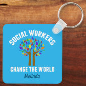 Cute Social Work Inspirerend Quote Monogram Sleutelhanger (Achterkant)