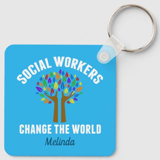 Cute Social Work Inspirerend Quote Monogram Sleutelhanger (Achterkant)