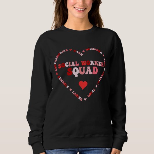Cute Social Worker Squad Valentines Day Heart Trui (Voorkant)