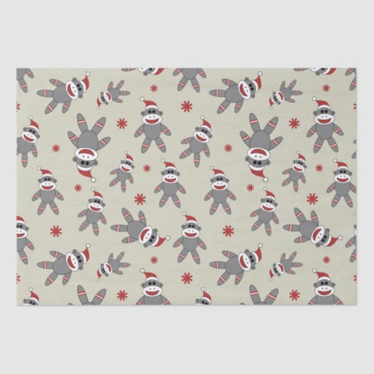 Cute Sock-aap met kerstpatronen voor kerstmis met Tissuepapier (Voorkant)