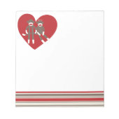 Cute Sock Monkey in Love Memo Notepad Notitieblok (Voorkant)