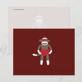 Cute Sock Monkey met Pet Holding Heart Briefkaart (Voorkant / Achterkant)