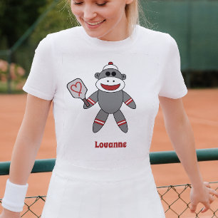 Cute Sock Monkey met Pickleball Paddle T-shirt