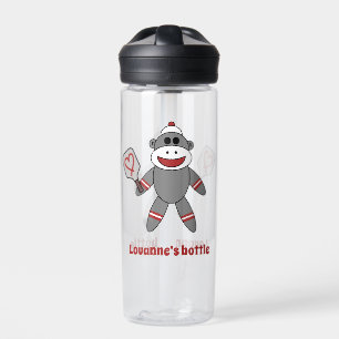 Cute Sock Monkey met Pickleball Paddle Waterfles