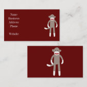 Cute Sock Monkey op rood met strepen Visitekaartje (Voorkant / Achterkant)