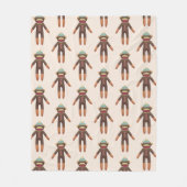 Cute Sock Monkey Pattern Beige Fleece Deken (Voorkant)