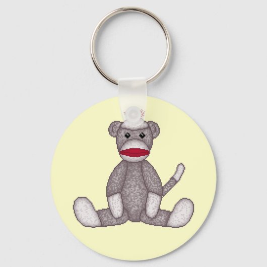 Cute Sock Monkey-Sleutelhanger Sleutelhanger (Voorkant)