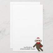 Cute Sock Monkey Stationery Briefpapier (Voorkant / Achterkant)