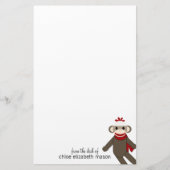 Cute Sock Monkey Stationery Briefpapier (Voorkant)