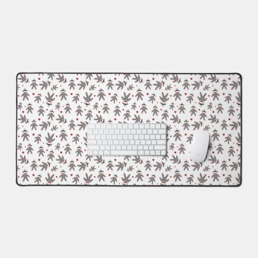 Cute Socket Monkeys met Red Hearts Pattern Bureaumat (Keyboard & Muis)