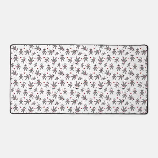 Cute Socket Monkeys met Red Hearts Pattern Bureaumat (Voorkant)