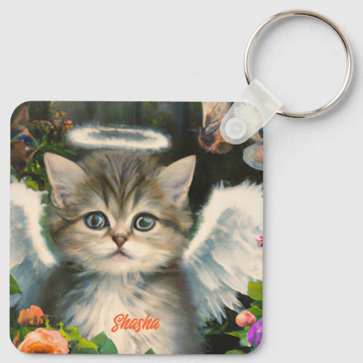 Cute Soft Angel Kat Sleutelhanger (Achterkant)