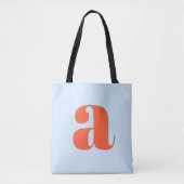 Cute Soft Blue Orange Monogram Retro Lettering Draagtas (Voorkant)