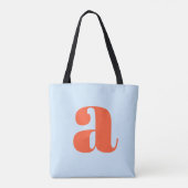 Cute Soft Blue Orange Monogram Retro Lettering Draagtas (Achterkant)