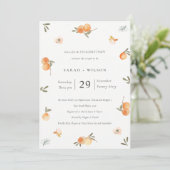 Cute Soft Oranje Floral Boho Verloving Invite Bedankkaart (Staand voorkant)