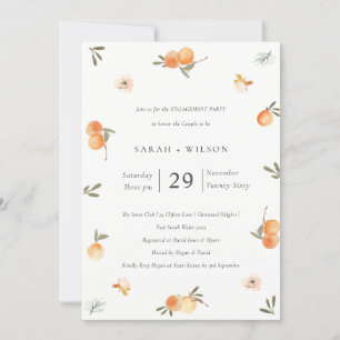 Cute Soft Oranje Floral Boho Verloving Invite Bedankkaart
