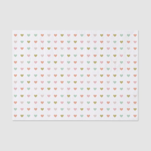 Cute Soft Pastel Hearts Patroon Tissuepapier (Voorkant)