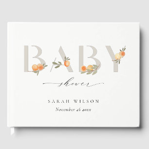 Cute Soft Pastel Oranje Floral Boho Baby shower Gastenboek