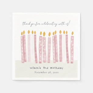 Cute Soft Pastel Pink Waterverf Birthday Kandels Servet