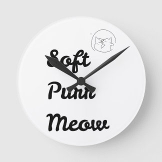 Cute "Soft Purr Meow" Minimalistische Kat Wandklok Ronde Klok