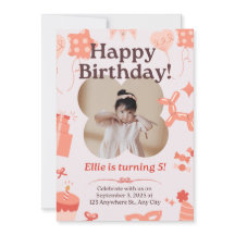 Cute Soft Rose Joyeux Anniversaire Invitation de l