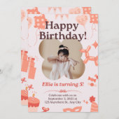 Cute Soft Rose Joyeux Anniversaire Invitation de l (Devant / Derrière)