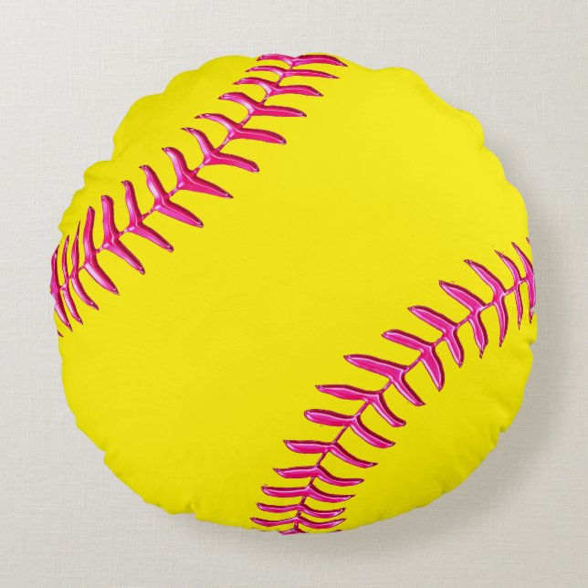 Cute Softball Bedroom Decor Round Softball Kussens (Voorkant)
