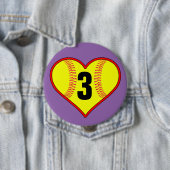 Cute Softball Heart  Softball Pin Ronde Button 4,0 Cm (In situ)