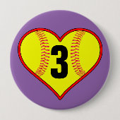 Cute Softball Heart  Softball Pin Ronde Button 4,0 Cm (Voorkant)