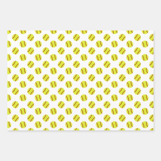 Cute Softball Pattern Inpakpapier Vel (Voorkant 2)