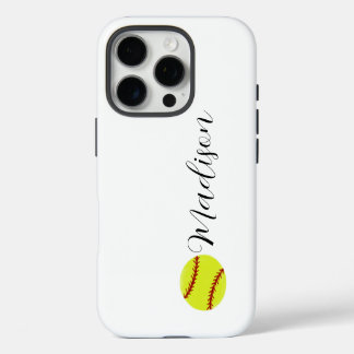 Cute Softball Persoonlijke naam iPhone 16 Pro Hoesje