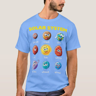 Cute Solar System Funny Planet facesteert ruimtewe T-shirt