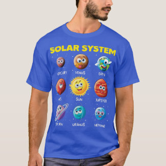 Cute Solar System Funny Planet facesteert ruimtewe T-shirt