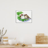 Cute Song Sparrow, Bird, Garden, Animal Natuur Poster (Keuken)