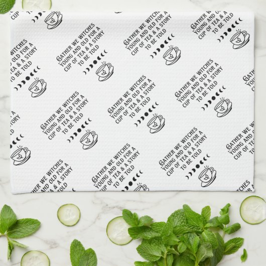 Cute Sorcière Thé blanc Collant Serviette de cuisi (Plié)