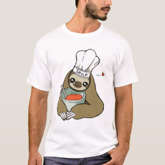 Cute Soup Chef Sloth Drawing Mannen T-Shirt