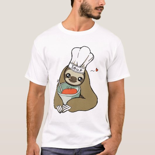 Cute Soup Chef Sloth Drawing Mannen T-Shirt (Voorkant)