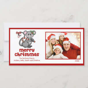 CUTE Souris Joyeux Carte photo de famille de Noël